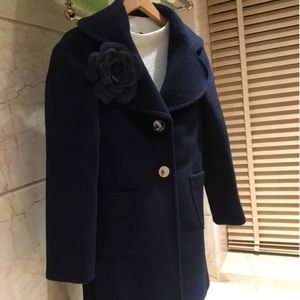 Kate spade collar detailed navy wool coat